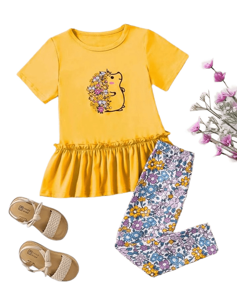 Conjunto Amarillo Flores