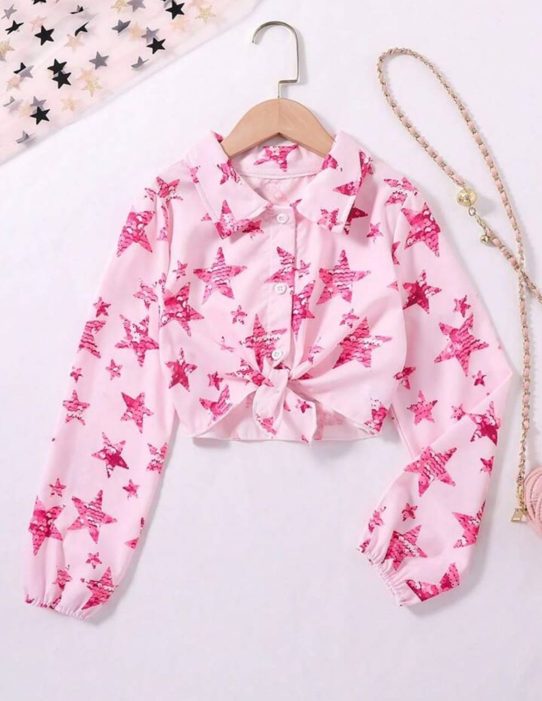 Camisa rosa con estrellas