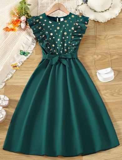 Vestido Verde con Dorado